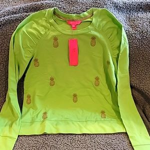 Lilly pulitzer lime green light weight pineapple sweatshirt.